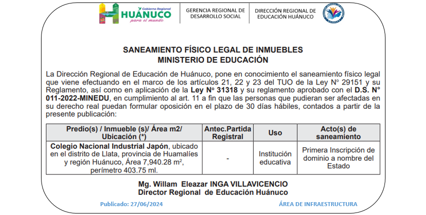 Infraestructura DRE Huánuco