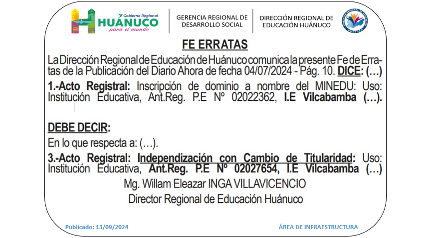 Infraestructura DRE Huánuco