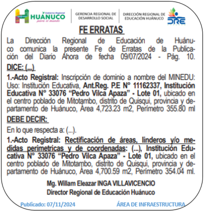 Infraestructura DRE Huánuco