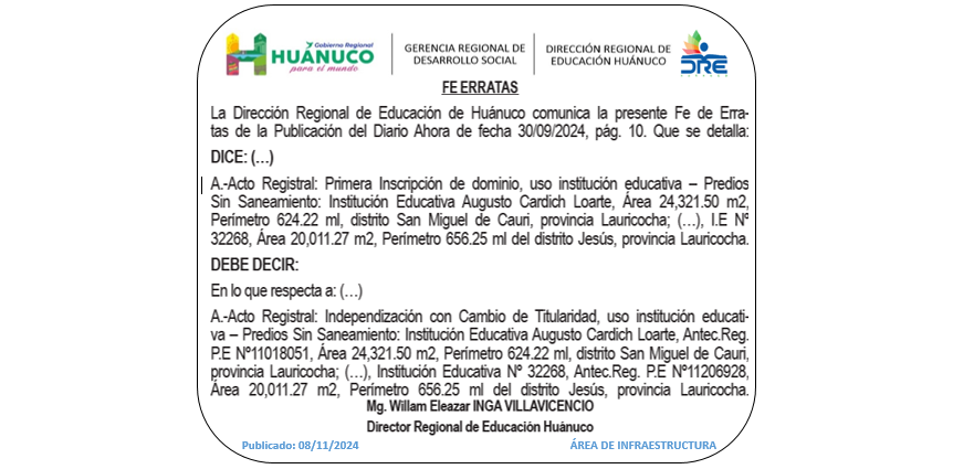 Infraestructura DRE Huánuco