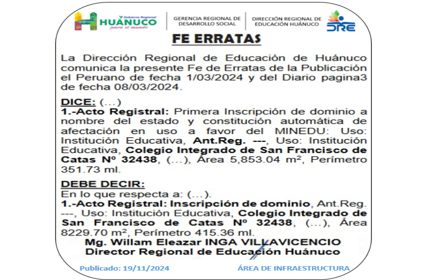 Infraestructura DRE Huánuco