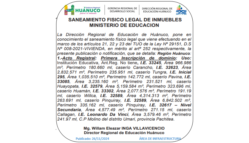 Infraestructura DRE Huánuco