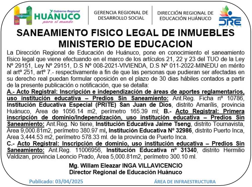 Infraestructura DRE Huánuco