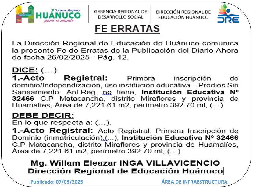 Infraestructura DRE Huánuco