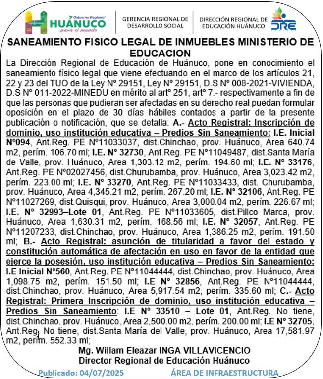 Infraestructura DRE Huánuco