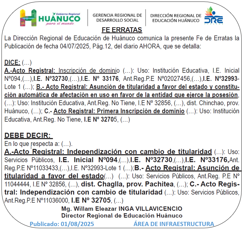 Infraestructura DRE Huánuco