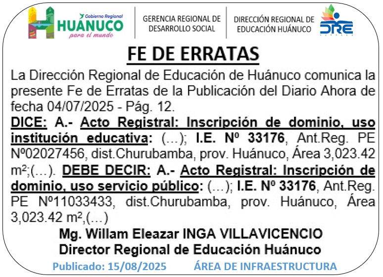 Infraestructura DRE Huánuco