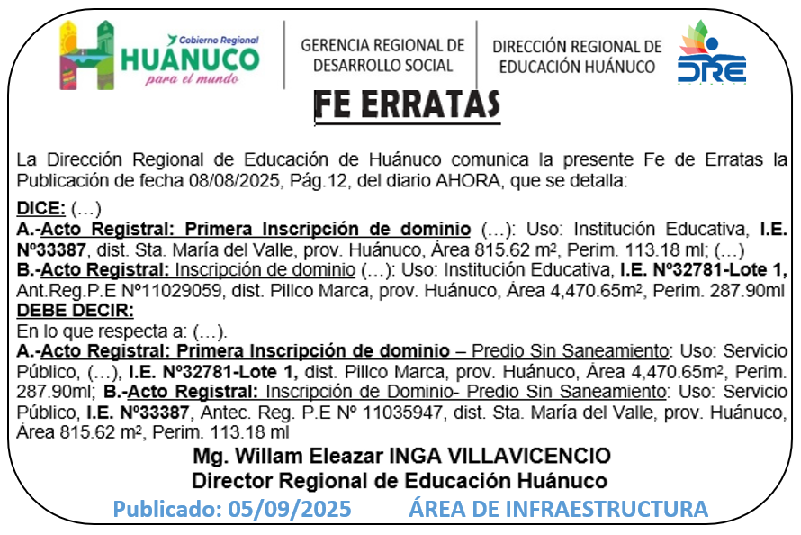 Infraestructura DRE Huánuco