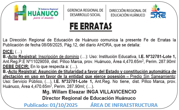Infraestructura DRE Huánuco